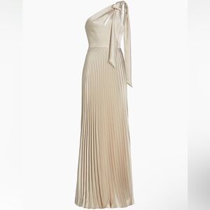 Amsale Satin One-Shoulder Pleated Gown Size 14 NWT